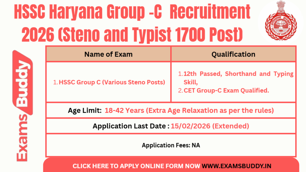 HSSC&nbsp;CET Mains Steno and Typist&nbsp;Recruitment 2026
